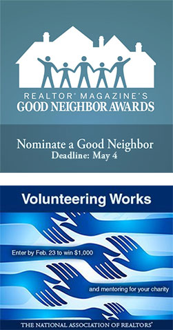 Good Neighbor Award image and Volunteering Works award image